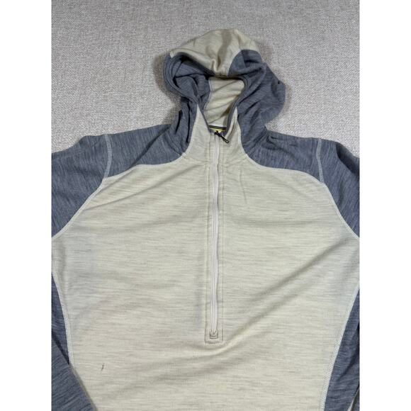 Smartwool Women Medium Gray White 1/4 Zip Lightweight Long Sleeve Merino Hoodie - Picture 10 of 11